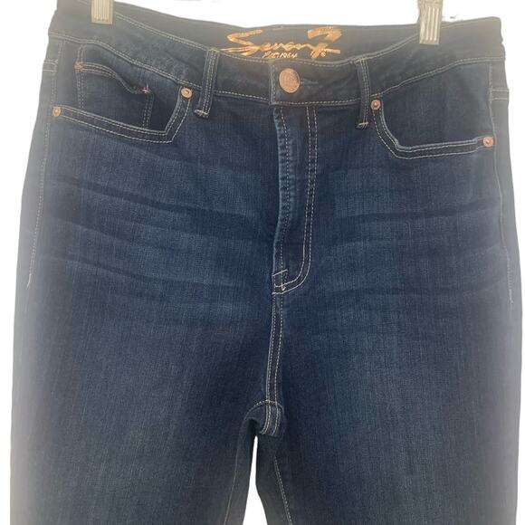 Seven7 Fashion Hayden Crop Jeans 10 Blue Womens Straight Leg Raw Hem Stretch - Picture 4 of 11